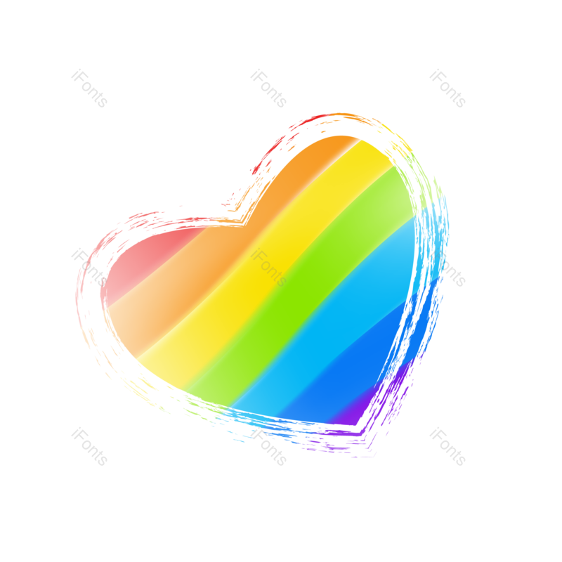 水彩图片,彩色元素,心形PNG,七彩免抠素材